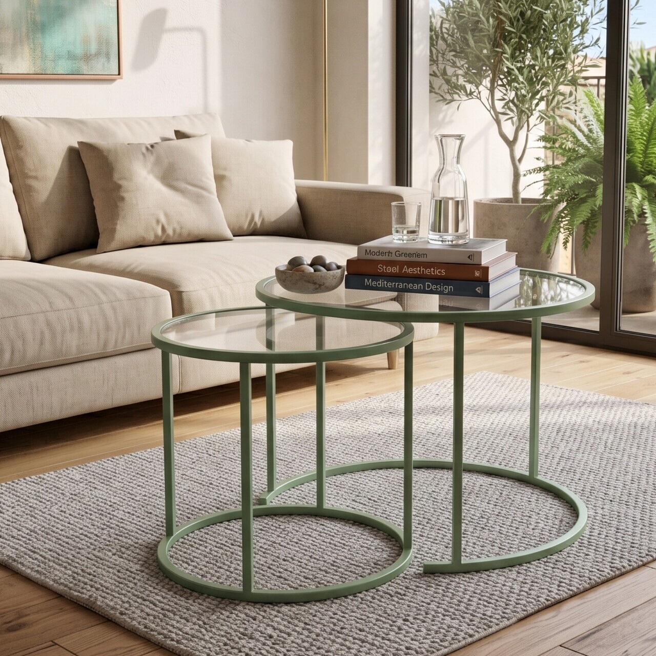 Set masute de cafea, Hanah Home, Mint-Trs-60-42-Nrd-Srk, Verde menta — imaginea 2