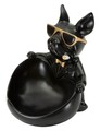 Statueta / figurina decorativa cu tava Dog Ball, Mauro Ferretti, 18.5x20.5x20 cm, polirasina, negru/auriu