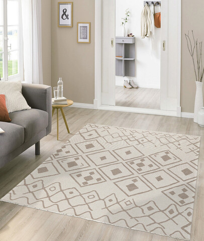 Covor, 21645a , 125x180 cm, bumbac, crema / nurca