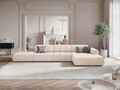 Coltar dreapta 5 locuri, Jennifer-140, Micadoni Home, 341x166x70 cm, tesatura chenille din poliester, bej deschis
