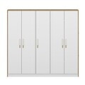 Dulap pentru haine, Hanah Home, Mitra, 225x210x60 cm, Alb / Artizanal