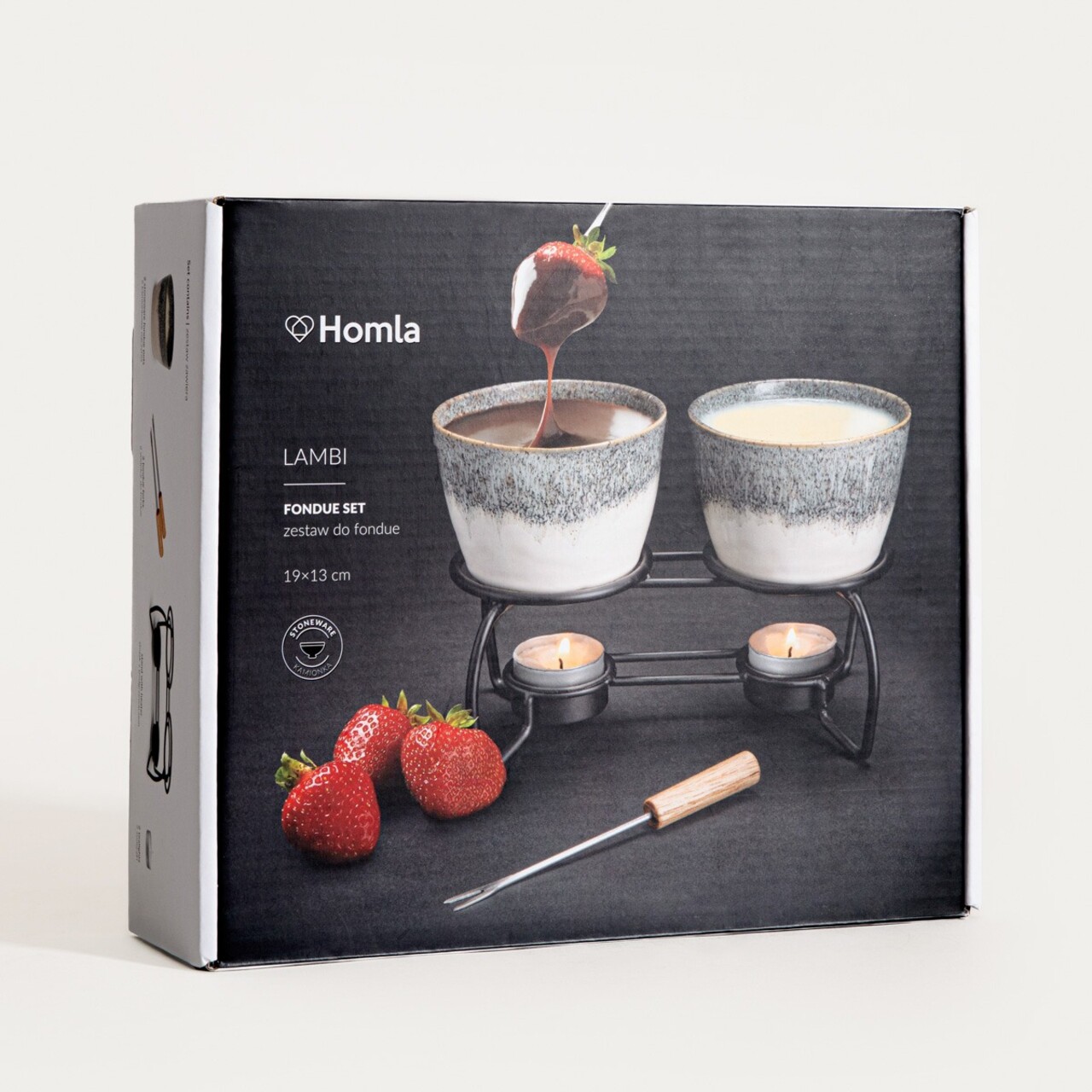 Set fondue 4 piese Lambi, Homla, 19x13 cm, ceramica/metal, multicolor