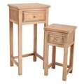 Set 2 masute cu sertar, Creaciones Meng, lemn de pin/inox, natural