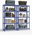 Set 2 rafturi modulare pentru depozitare, Songmics, max 875 kg, 90x40x180 cm, MDF/otel, albastru
