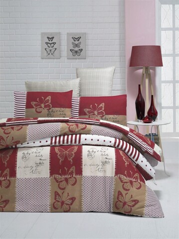 Lenjerie de pat dubla king (fr), 3 piese, butterfly v2, victoria, 65% bumbac/35% poliester