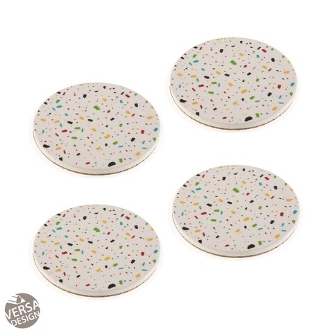 Set 4 suporturi pentru pahare vivid terrazo, versa, Ø12.5 cm, portelan