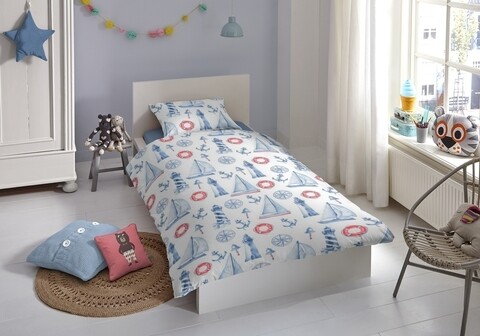 Lenjerie de pat pentru o persoana, Good Morning, Rosi, 100% bumbac, 2 piese, multicolor