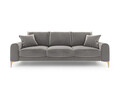 Canapea, Madara, Mazzini Sofas, 3 locuri, gold legs, 222x102x90 cm, catifea, gri deschis