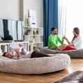 Perna de podea pentru relaxare Human Dog Bed XXL, InnovaGoods, 190 x 140 x 25 cm, poliester, bej