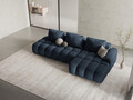Coltar extensibil dreapta 3 locuri, Linz, Cosmopolitan Design, 275x142x84 cm, cotiera stanga, tesatura structurata, albastru inchis