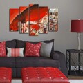Set 5 tablouri decorative, 5PATK-249, Canvas, 19 x 70 cm, Multicolor