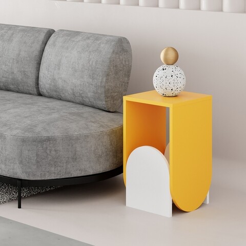 Masa nun, decortie, 32x32x55 cm, pal melaminat, mustar/alb