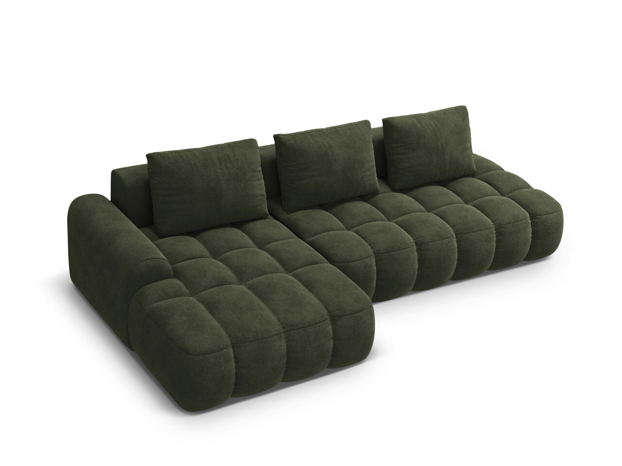 Coltar extensibil stanga 3 locuri, Linz, Cosmopolitan Design, 275x142x84 cm, cotiera dreapta, catifea, verde - 1 | YEO