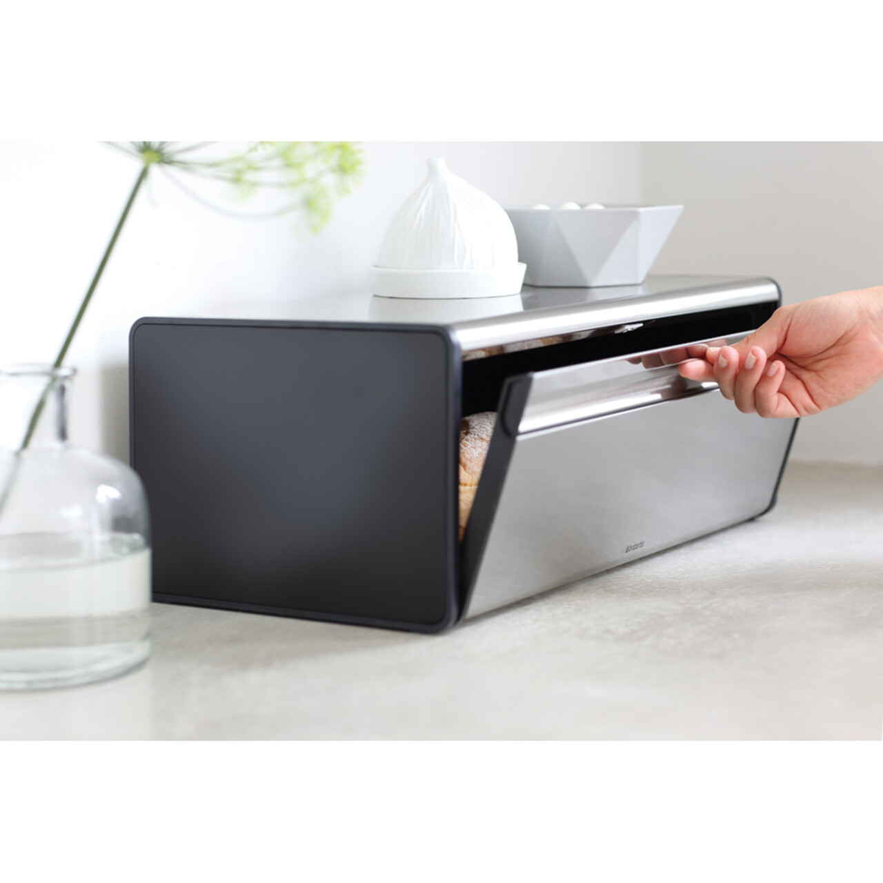 Cutie pentru paine, Brabantia, Fall Front, 46.5x25x18.7 cm, otel, negru mat - imagine 4