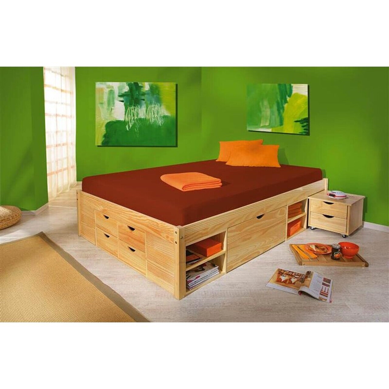 Pat multifunctional dublu, 160x200 cm, Claas, Inter Link, lemn, natur - imagine 7