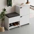 Pantofar, Decortie, Haven Shoe Bench, 101.5x80.5x35.5 cm, PAL, Alb