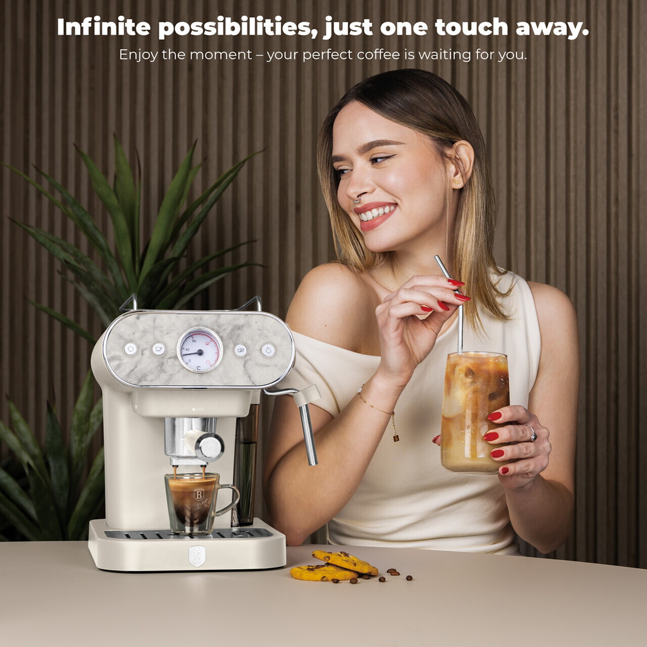 Espressor 3 in 1 Berlinger Haus, Sahara Marble, 950W, 23x26.5x30.5 cm, inox, crem mat/marmura - view 10
