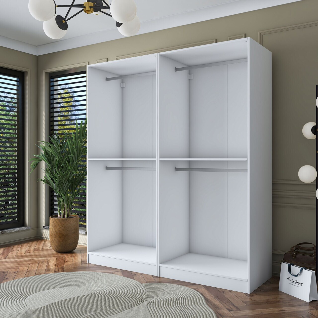 Dulap pentru haine, Hanah Home, BA163, 180x210x57.5 cm, PAL melaminat, Alb - view 8