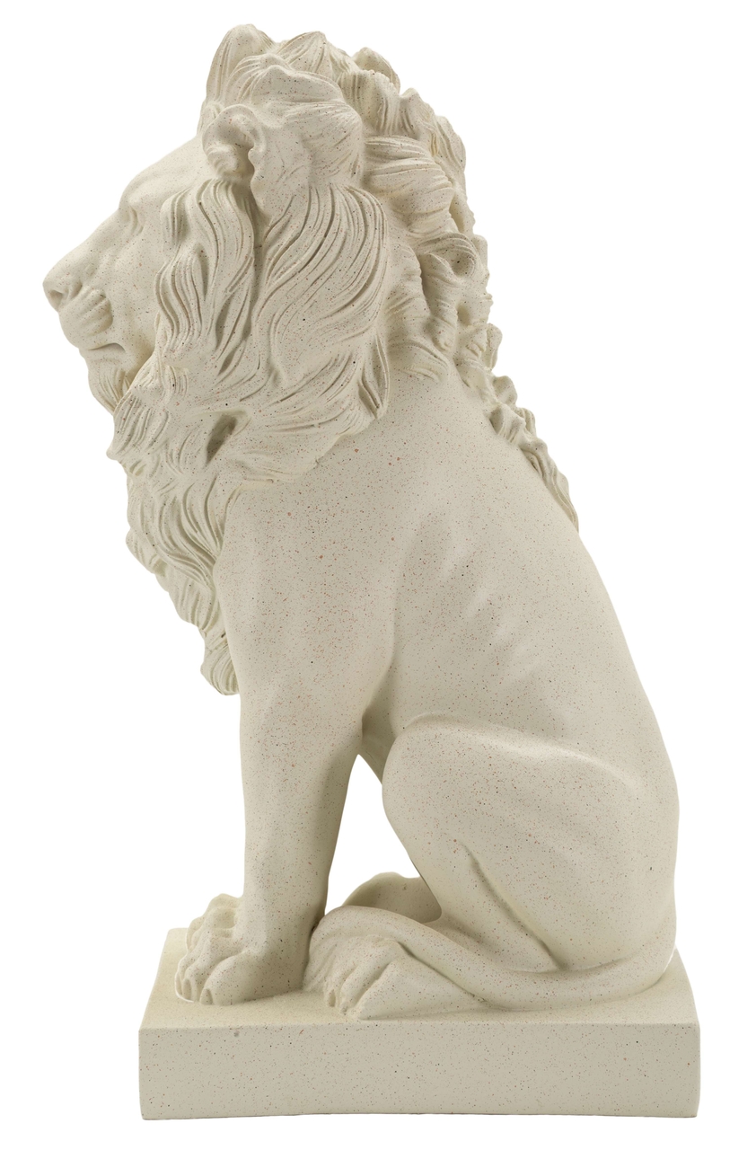 Figurina /sculptura decorativa Lion Stons, Mauro Ferretti, 17.5x25x40 cm, polirasina, crem