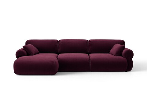 Coltar stanga 6 locuri, Ophelia, Micadoni Home, 297x164x84 cm, catifea, bordo