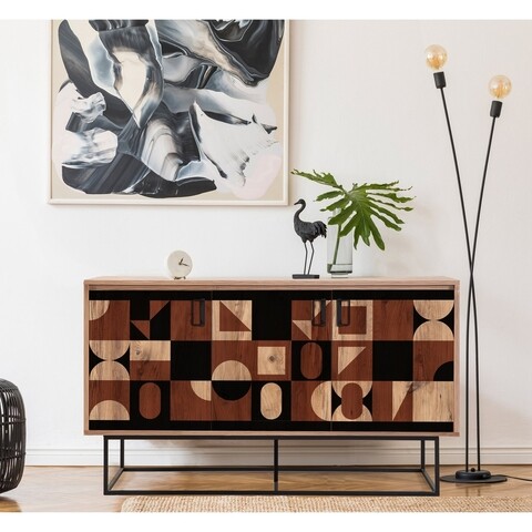Dulap multifunctional, sapphire, quantum mare - chess, 140 x 80 x 40 cm, pal melaminat, multicolor