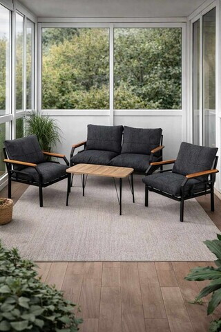 Set mobilier de gradina, Hanah Home, Kutay Sehpa, Antracit