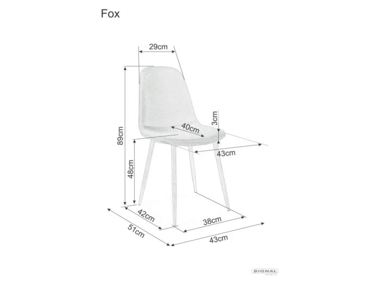 Scaun Fox, Signal, 44x39x86 cm, textil/otel, bej/stejar