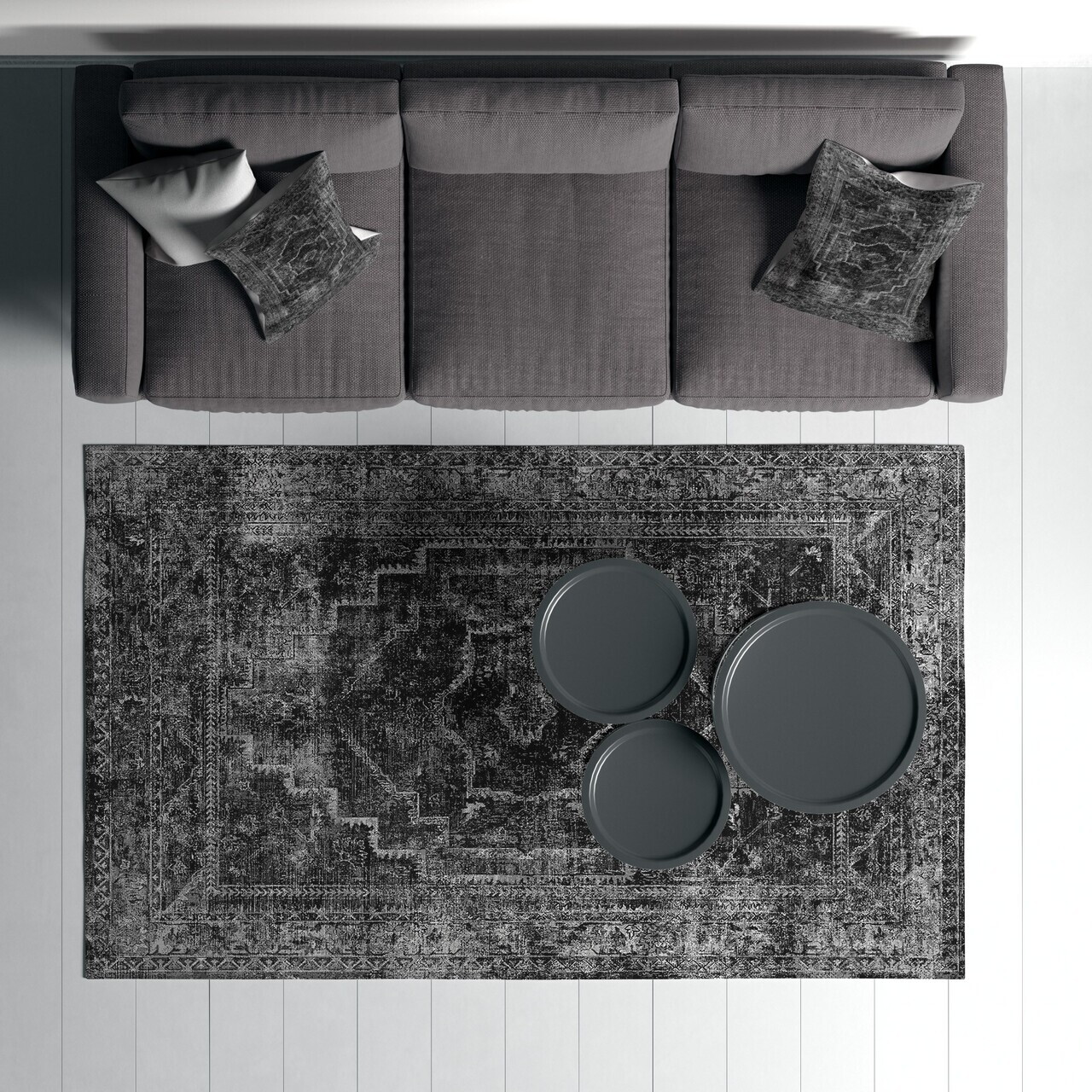Covor, Woopamuk319, 100x200 cm, Bumbac/Poliester, Negru - view 2