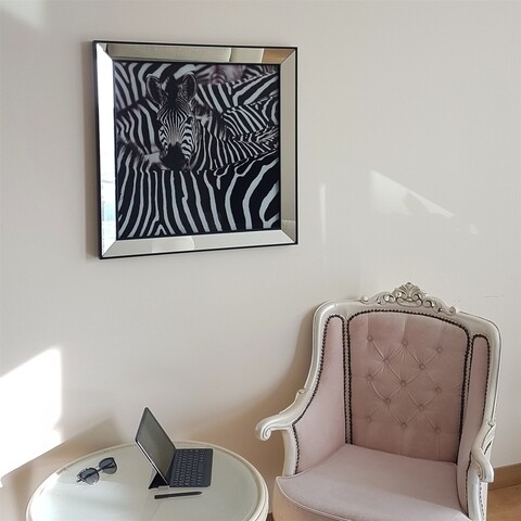 Tablou decorativ T721, Neostill, Zebra, sticla temperata, 70x70 cm