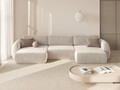 Coltar panoramic extensibil 5 locuri, Tonale, Cosmopolitan Design, 362x149x88 cm, catifea, ivoriu
