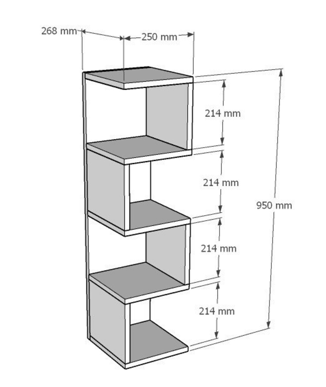 Biblioteca Alin, Asse Home, 25x27x95 Cm, Alb