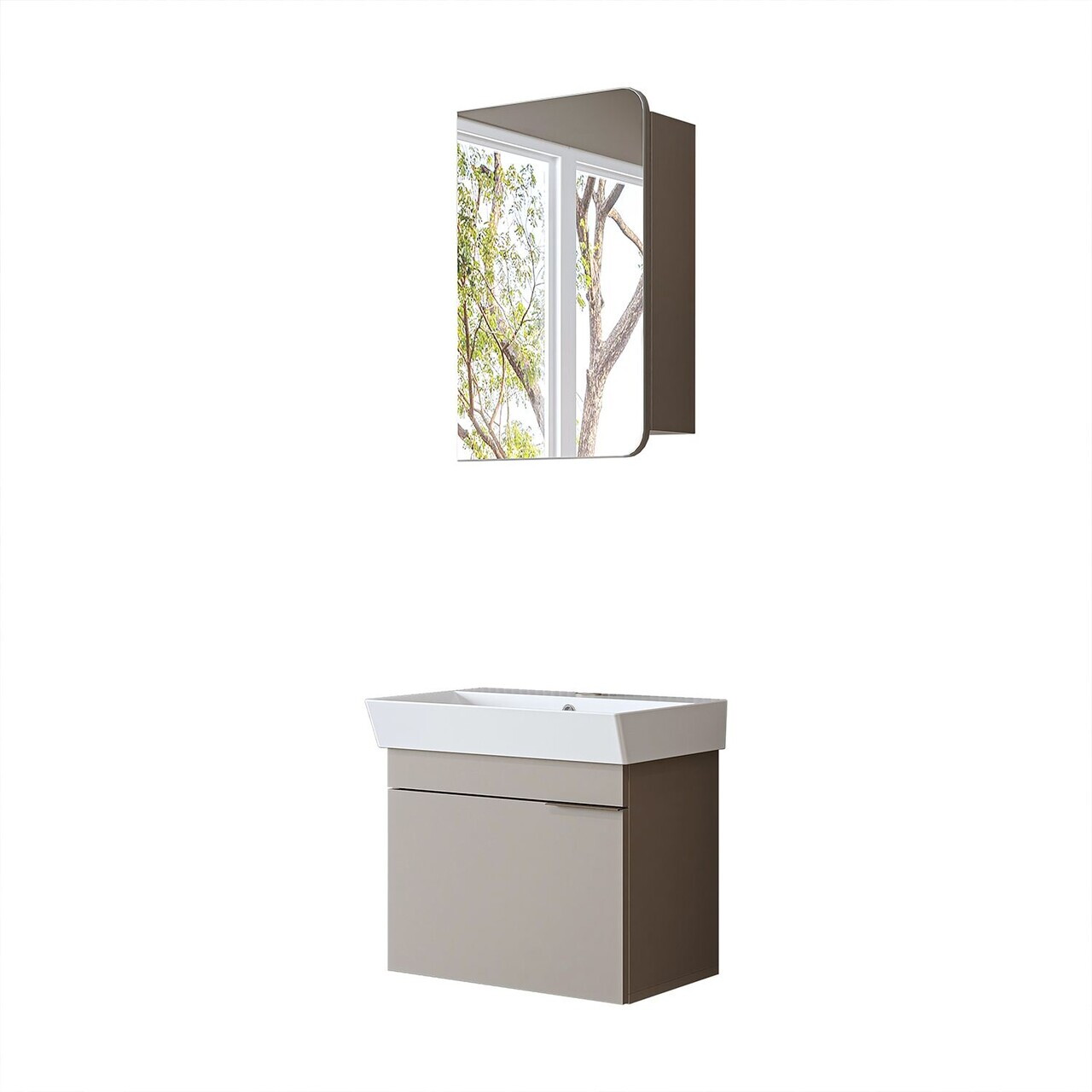 Set Dulap de Baie cu Chiuvetă și Oglindă (2 Piese), Hanah Home, 2936, MDF, Gresie — imaginea 6