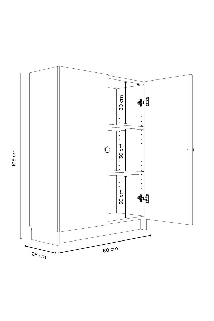 Corp biblioteca, Hanah Home, Bili 3 Shelf 2 Lid, 80x105x28 cm, PAL, Alb — imaginea 5