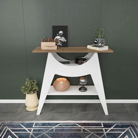 Bufet, retricy, ese, 100x35x90 cm, pal, alb / nuc
