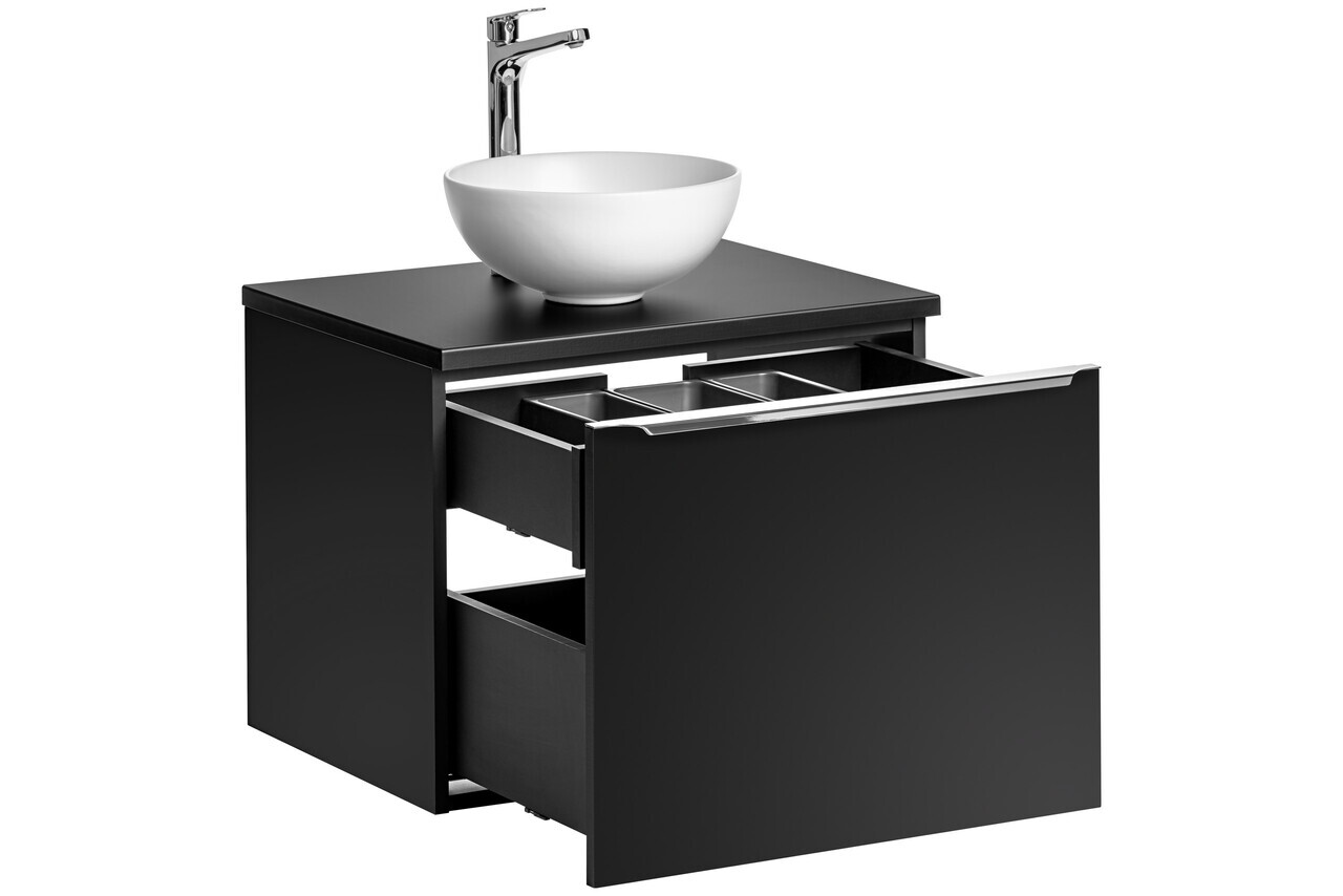 Set mobilier baie, dulap cu lavoar, 60 cm Domi, Santa Fe Black, Comad, MDF/PAL laminat, negru mat — imaginea 3