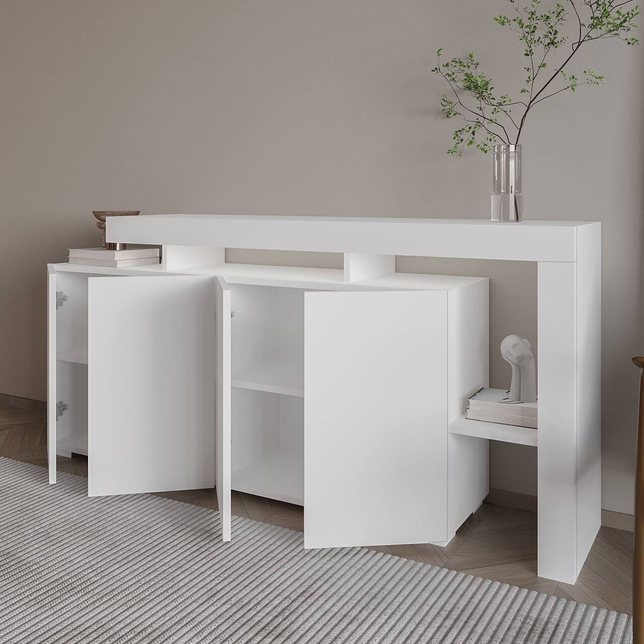 Consola, Hanah Home, Beliz, 170x80x35 cm, Alb - view 3