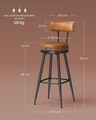 Set 2 scaune de bar, Vasagle, Ekho, 57x101 cm, otel/piele ecologica, maro camel
