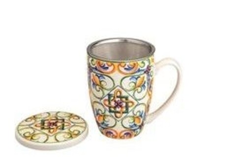 Cana cu infuzor, Medicea Giglio, Brandani, D8x11.5 cm, portelan New Bone China/infuzor inox
