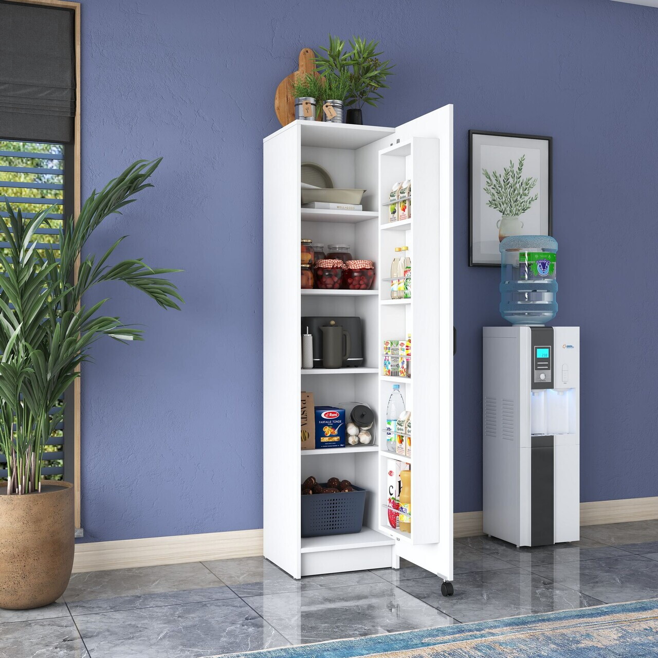 Dulap multifunctional, Hanah Home, JE104, 45x180x42 cm, PAL melaminat, Alb - view 3