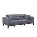 Canapea extensibila cu 3 locuri, Unique Design, 867UNQ1366, Lemn de carpen, Gri inchis