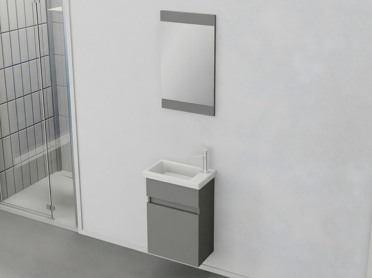 Set mobilier de baie (2 piese), Hanah Home, Mare 45, Gri Mat - view 3