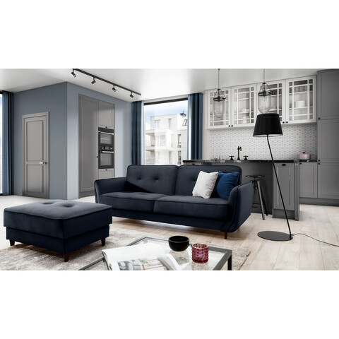 Canapea extensibila 3 locuri ELTAP, SO-BEL-79MO, Bellis, 220x90x83 cm, lemn/poliester, albastru inchis