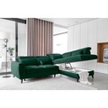 Coltar extensibil dreapta 4 locuri ELTAP, RT-35NU, Noble, 255x201x100 cm, lemn/poliester, verde inchis
