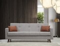 Canapea extensibila cu 3 locuri, Misty, 730MST1205, Cadru: METAL/LEMN, Gri deschis