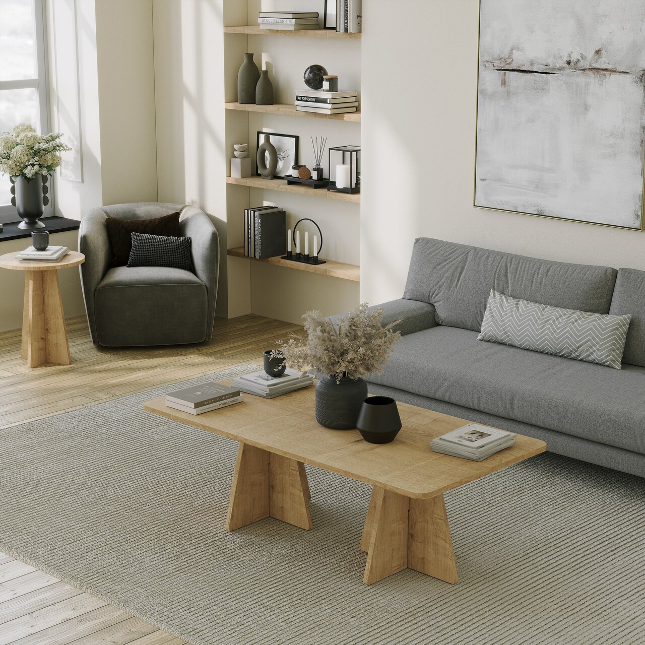 Masuta de cafea, Neostill, Mushroom 2, 120x40x60 cm, PAL, Maro - 1 | YEO