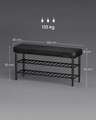 Bancheta cu pantofar Ekho, Vasagle, 100x30x50 cm, max 135 kg, otel/piele ecologica, negru