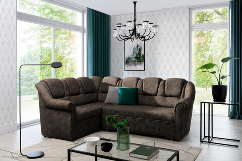 Coltar extensibil stanga 3 locuri ELTAP, LII-089, Lord II, 243x195x112 cm, lemn/poliester, maro inchis