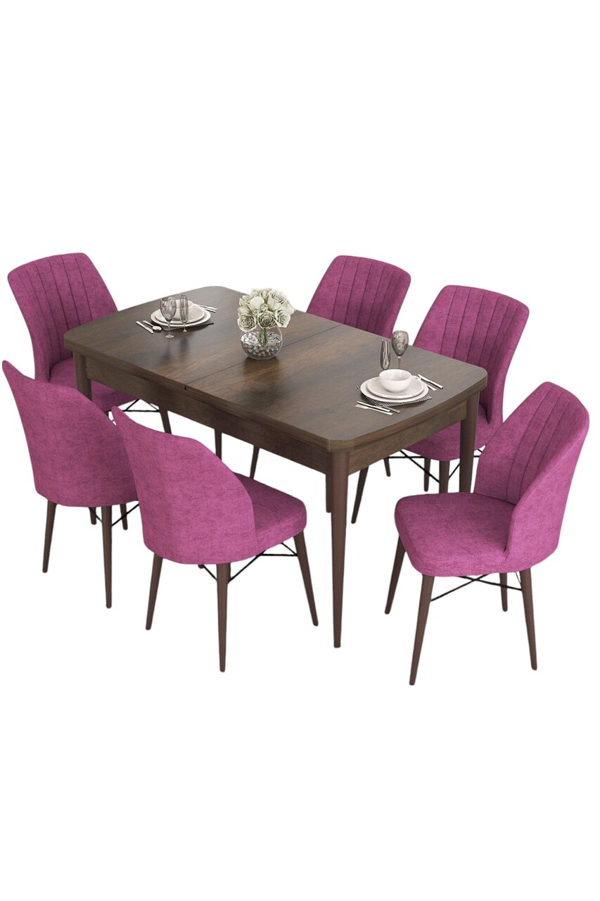 Set masa extensibila si scaune, Hanah Home, Eva, Baroc / Mov - view 2