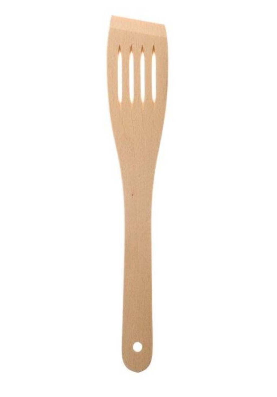 Spatula Cu Gauri Pentru Vase Teflon, Practic, 29.5 Cm, Lemn De Fag