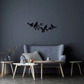 Decoratiune de perete, Birds On The Branc, Metal, 70 x 26 cm, Negru